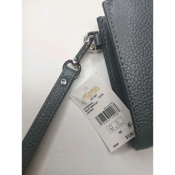 Michael Kors Jet Set Travel Continental Leather Wristlet Wallet Slate Gray NWT - Picture 13 of 16